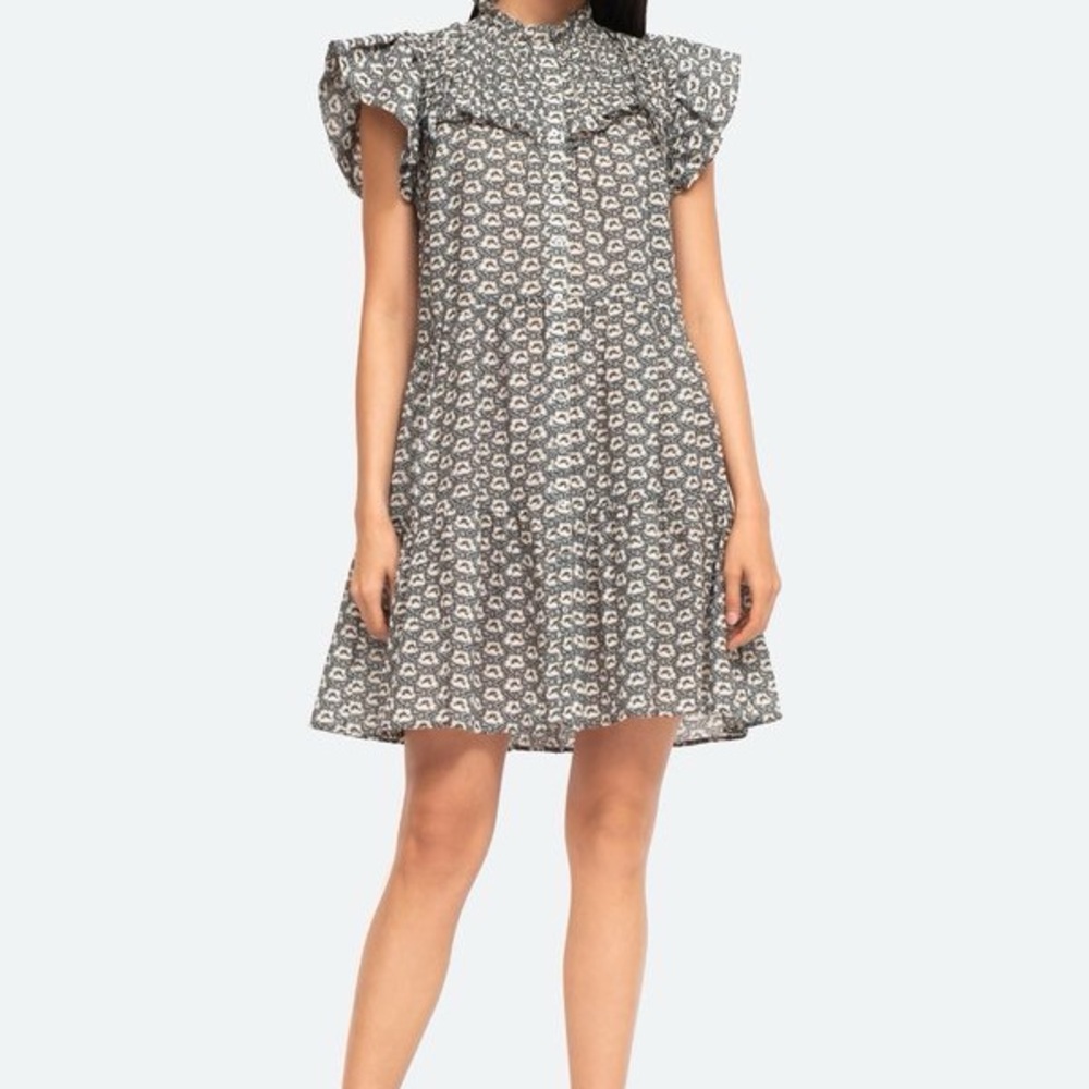 Sea New York Black and White Ruffle Mini Dress